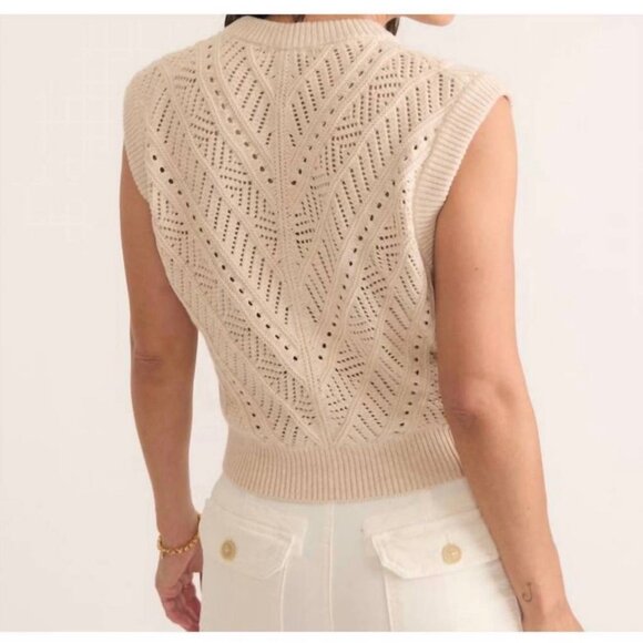 Marine Layer Brooke Sweater in Oatmeal Cream Sleeveless Size Medium - Picture 3 of 9